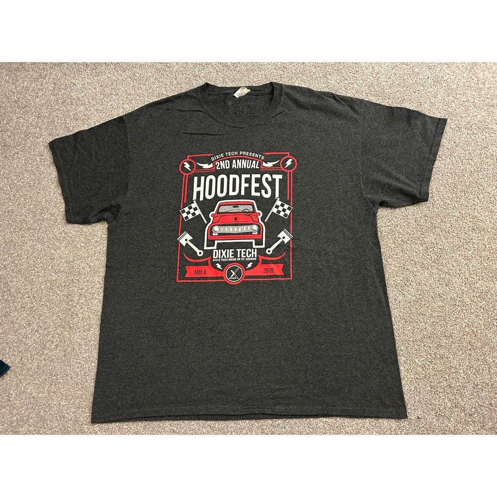 Port & Company T-Shirt Mens XL Gray Excellent 2019 Hoodfest Dixie Tech Graphic
